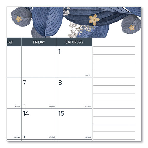 Blueline Monthly Desk Pad Calendar, Abstract Floral Artwork, 22 x 17, Black Binding, Clear Corners, 12-Month (Jan-Dec): 2024