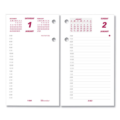 Brownline Daily Calendar Pad Refill, 6 x 3.5, White/Burgundy/Gray Sheets, 12-Month (Jan to Dec): 2024
