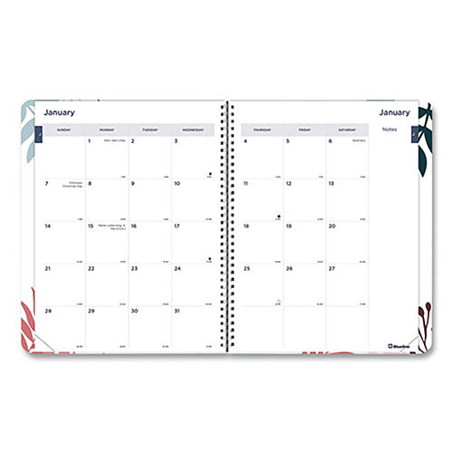 Blueline Monthly 14-Month Planner, Floral Watercolor Artwork, 11 x 8.5, Multicolor Cover, 14-Month (Dec to Jan): 2023 to 2025