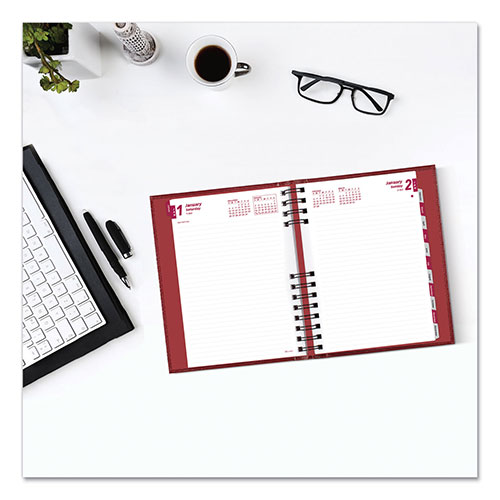 Brownline CoilPro Ruled Daily Planner, 8.25 x 5.75, Red Cover, 12-Month (Jan to Dec): 2024