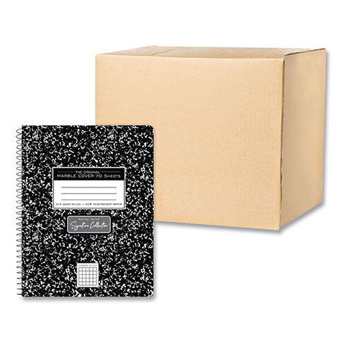 Roaring Spring Paper Spring Signature Composition Book, Quad 5 sq/in Rule, Black Marble Cover, (70) 9.75 x 7.5 Sheet, 24/CT