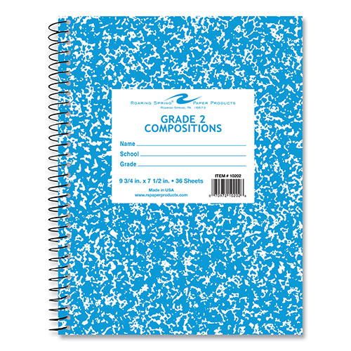 Roaring Spring Paper Composition Book, 1-Subject, Grade 2 Manuscript Format, Blue Cover, (36) 9.75 x 7.5 Sheet, 48/CT