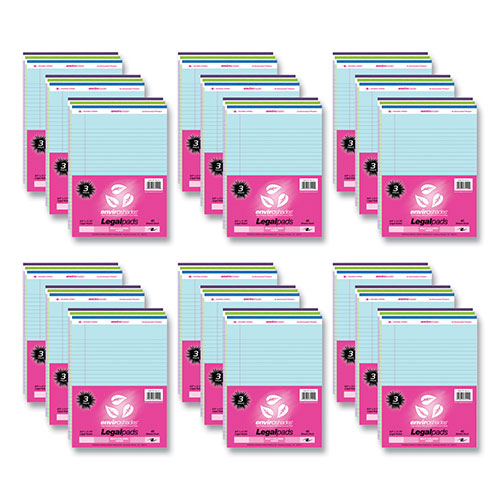 Roaring Spring Paper Enviroshades Legal Notepads, 40 Assorted 8.5 x 11.75 Sheets, 54 Notepads/Carton