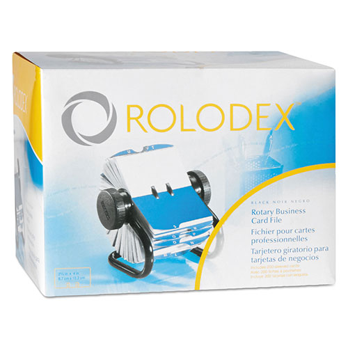 Rolodex Open Rotary Business Card File w/24 Guides, Black