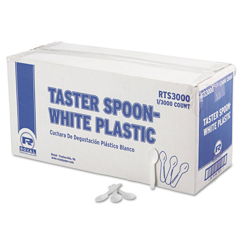 Royal   Polystyrene Taster Spoons, White, 3000/Carton