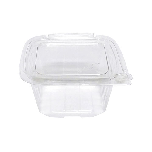 Eatery Essentials Hinged-Lid Tamper-Evident Container, 16oz, RPET, Clear