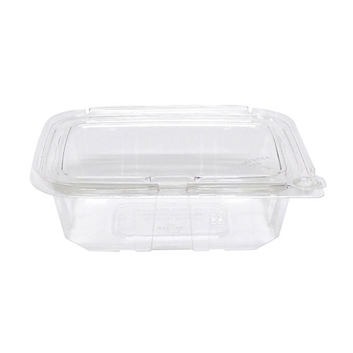 Eatery Essentials Hinged-Lid Tamper-Evident Container, 24oz, RPET, Clear
