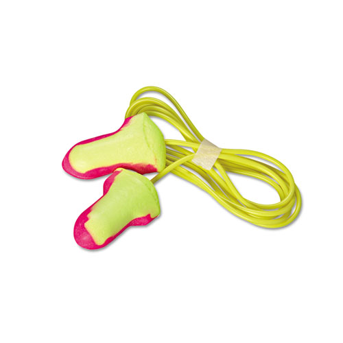 R3 Safety LL-30 Laser Lite Single-Use Earplugs, Corded, 32NRR, Magenta/Yellow, 100 Pairs