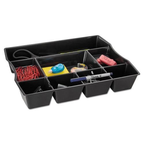 Rubbermaid Nine-Compartment Deep Drawer Organizer, Plastic, 14 7/8 x 11 7/8 x 2 1/2, Black