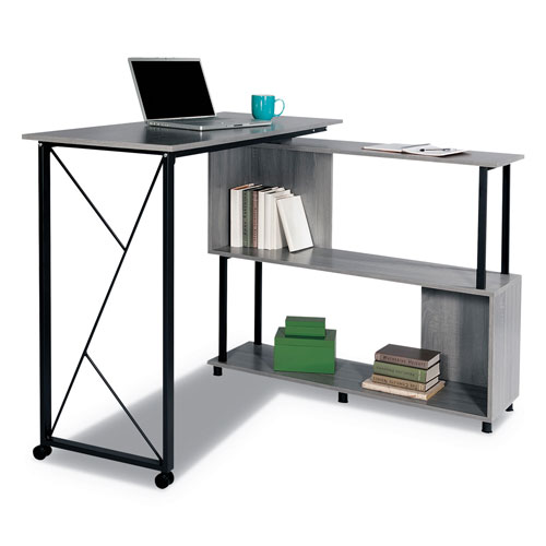 Safco Mood Standing Height Desk, 53.25w x 21.75d x 42.25h, Gray