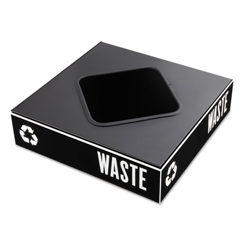 Safco Public Square Recycling Container Lid, Square Opening, 15.25 x 15.25 x 2, Black
