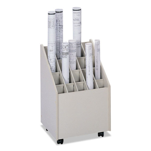 Safco Laminate Mobile Roll Files, 20 Compartments, 15.25w x 13.25d x 23.25h, Putty