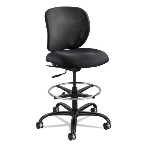 Safco Vue Heavy-Duty Extended-Height Stool, 32.5" Seat Height, Supports up to 350 lbs., Black Seat/Black Back, Black Base