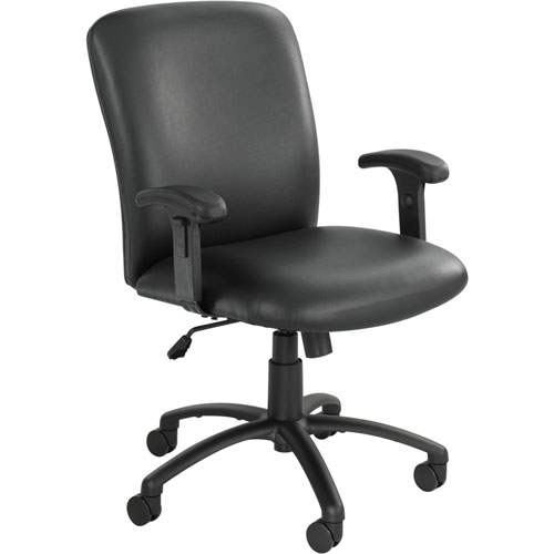Safco Exec. High-Back Chair, 27" x 30-1/4" x 40-3/4"-44-3/4", Black Vinyl