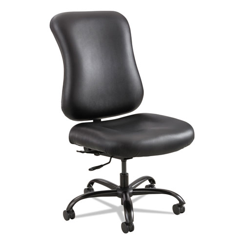 Safco Optimus High Back Big and Tall Chair, Vinyl Upholstery, Supports up to 400 lbs., Black Seat/Black Back, Black Base