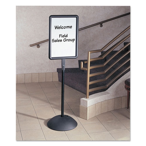 Safco Double Sided Sign, Magnetic/Dry Erase Steel, 18 x 18, White, Black Frame