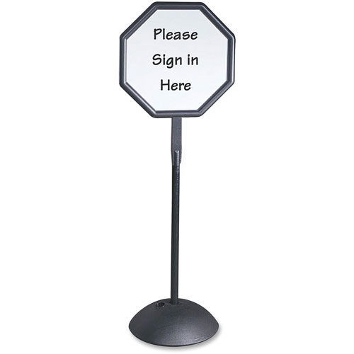 Safco Double Sided Sign, Magnetic/Dry Erase Steel, 19 1/4 x 19 1/4, White, Black Frame