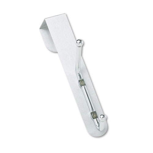 Safco Over-The-Door Double Coat Hook, Chrome-Plated Steel, Satin Aluminum Base