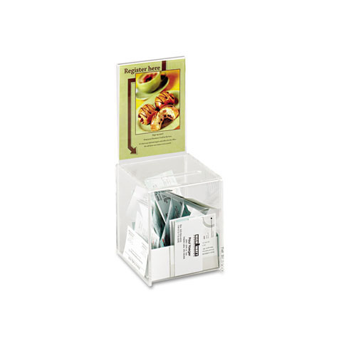 Safco Small Acrylic Collection Box, 5 1/2 x 5 1/2 x 13, Clear