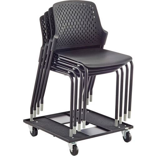 Safco Next Stack Chair, Black Polypropylene Seat, Black Polypropylene Back, Tubular Steel Frame, Four-legged Base, 4/Carton
