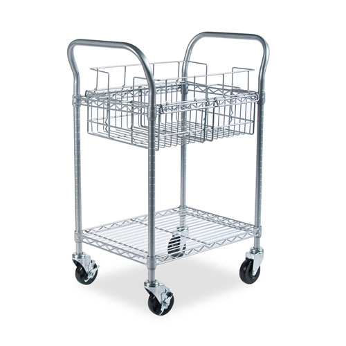 Safco Wire Mail Cart, 600-lb Capacity, 18.75w x 26.75d x 38.5h, Metallic Gray