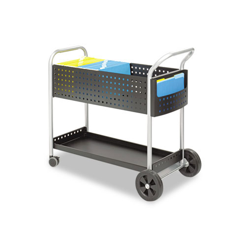 Safco Scoot Mail Cart, One-Shelf, 22.5w x 39.5d x 40.75h, Black/Silver