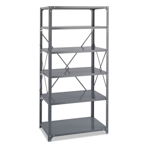 Safco Commercial Steel Shelving Unit, Six-Shelf, 36w x 24d x 75h, Dark Gray