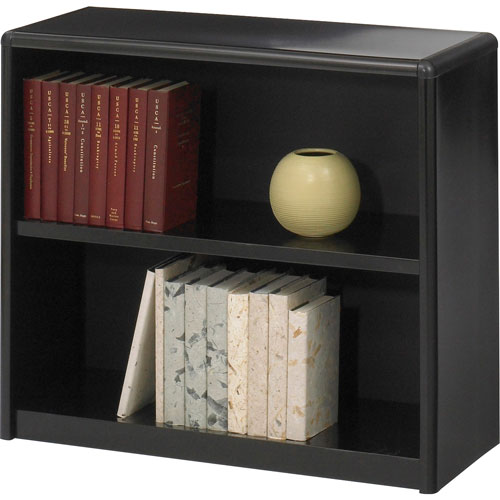Safco Value Mate Series Steel Two Shelf Bookcase, 31 3/4w x 13 1/2d x 28h, Black