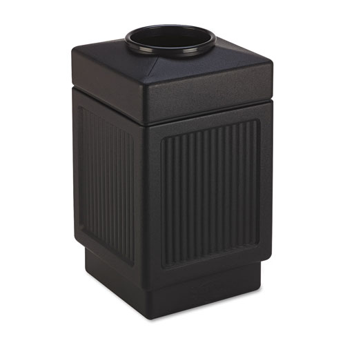 Safco Canmeleon Top-Open Receptacle, Square, Polyethylene, 38gal, Textured Black