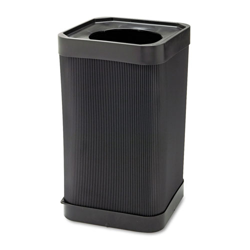 Safco Square Plastic Outdoor Trash Can, 38 Gallon, Black
