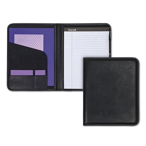 Samsill Professional Padfolio, Storage Pockets/Card Slots, Writing Pad, Black