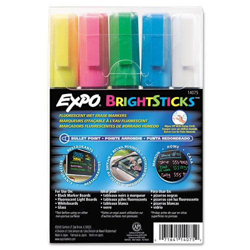 Expo® Bright Sticks, Medium Bullet Tip, Assorted Colors, 5/Set