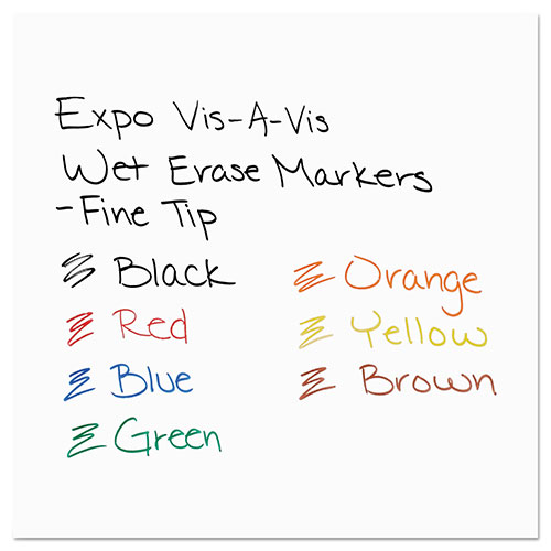 Expo® Vis-à-Vis Wet Erase Marker, Fine Bullet Tip, Assorted Colors, 8/Set