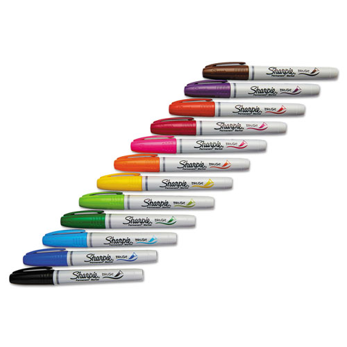 Sharpie® Brush Tip Permanent Marker, Medium, Assorted Colors, 12/Set