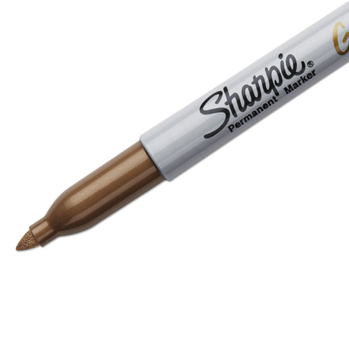 Sharpie® Metallic Fine Point Permanent Markers, Bullet Tip, Gold, Dozen
