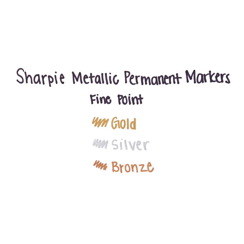 Sharpie® Metallic Fine Point Permanent Markers, Bullet Tip, Gold-Silver-Bronze, 6/Pack