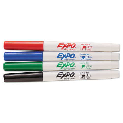 Sharpie® Low-Odor Dry-Erase Marker, Extra-Fine Needle Tip, Assorted Colors, 4/Pack