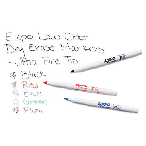 Expo® Low-Odor Dry Erase Marker Starter Set, Extra-Fine Needle Tip, Assorted Colors, 5/Set