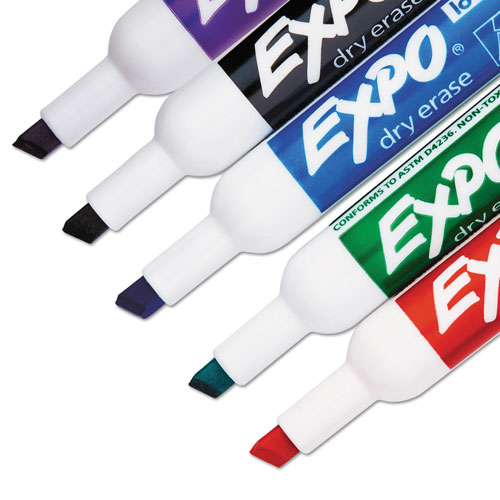 Expo® Low-Odor Dry-Erase Marker, Broad Chisel Tip, Assorted Colors, 36/Box