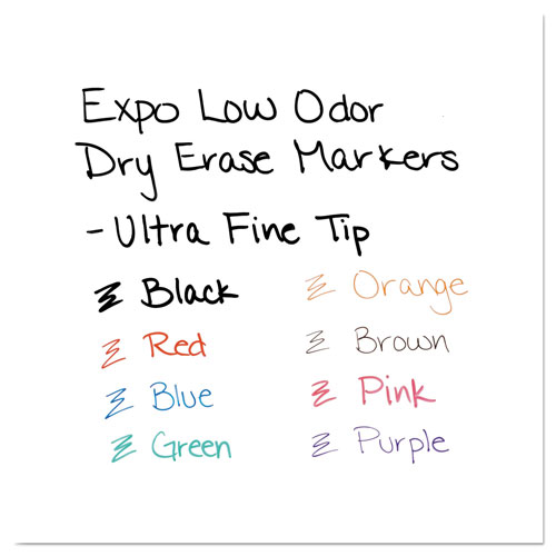 Expo® Low-Odor Dry Erase Marker Office Pack, Extra-Fine Needle Tip, Assorted Colors, 36/Pack