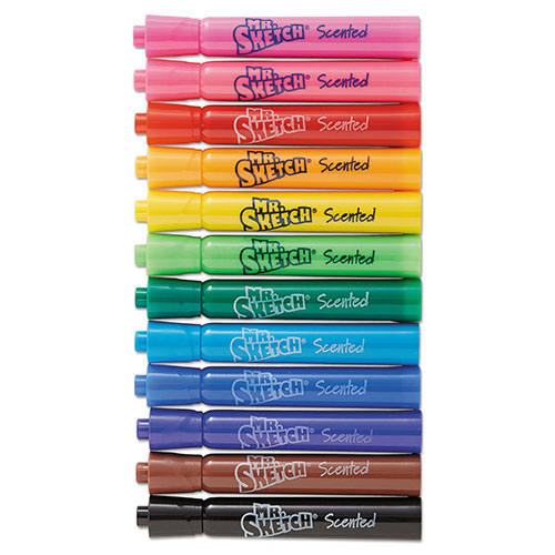 Mr. Sketch® Scented Washable Markers - Classroom Pack, Broad Chisel Tip, Assorted Colors, 36/Pack