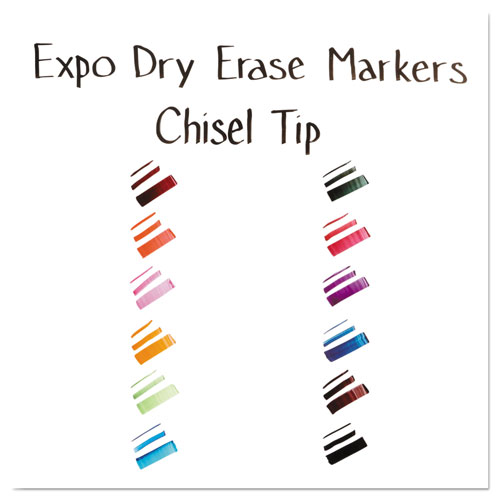 Expo® Low-Odor Dry Erase Marker Office Pack, Broad Chisel Tip, Assorted Colors, 192/Pack