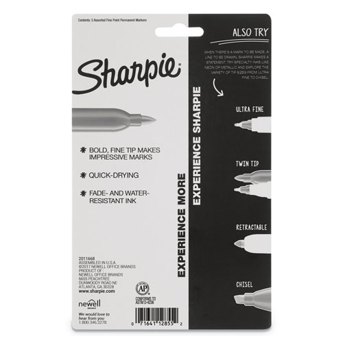 Sharpie® Cosmic Color Permanent Markers, Medium Bullet Tip, Assorted Colors, 5/Pack