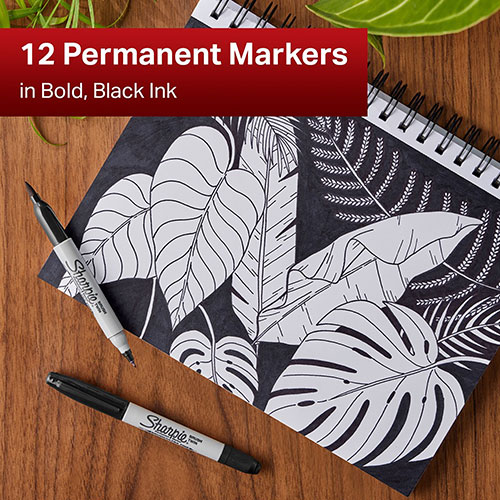 Sharpie Twin-Tip Permanent Marker, Brush/Ultra Fine Point, Black