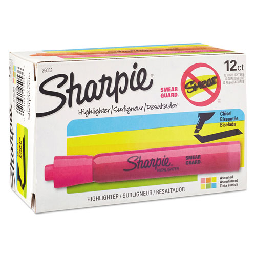 Sharpie® Tank Style Highlighters, Chisel Tip, Assorted Colors, Dozen