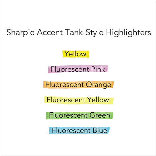 Sharpie® Tank Style Highlighters, Chisel Tip, Assorted Colors, Dozen