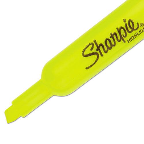 Sharpie® Tank Style Highlighters, Chisel Tip, Fluorescent Yellow, 4/Set