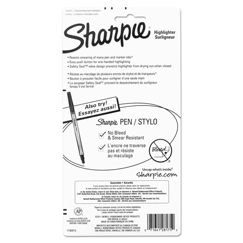 Sharpie® Retractable Highlighters, Chisel Tip, Assorted Fluorescent Colors, 5/Set