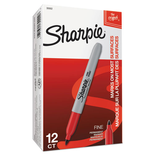 Sharpie® Fine Tip Permanent Marker, Red, Dozen