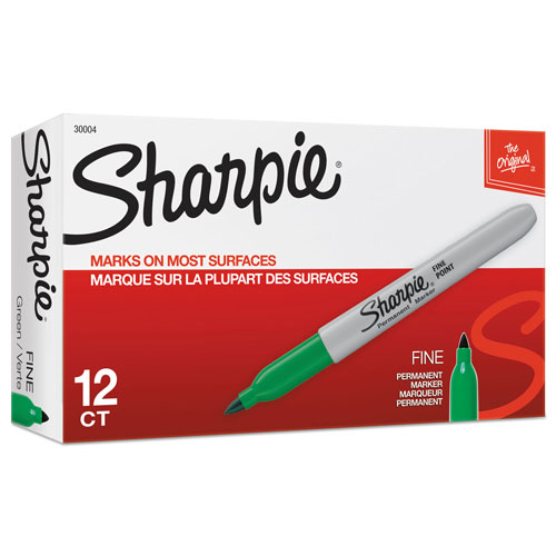 Sharpie® Fine Tip Permanent Marker, Green, Dozen